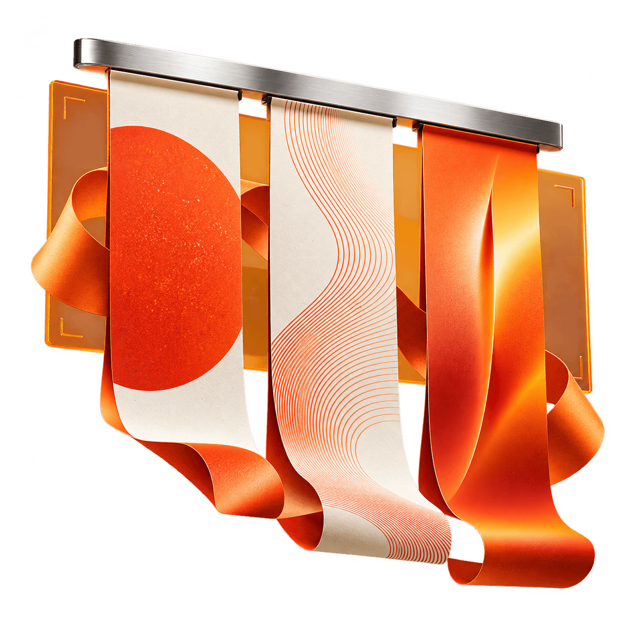 An orange creative-asset campaign sculpture